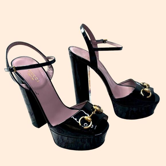 Gucci Patent Leather Claudie Platform Sandals - Picture 1 of 11